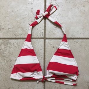 Pink and white stripped bathing suit top